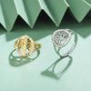 Exquisite Hollow Tree Shape Diamond Accent Open Ring Delicate Luxury Jewelry