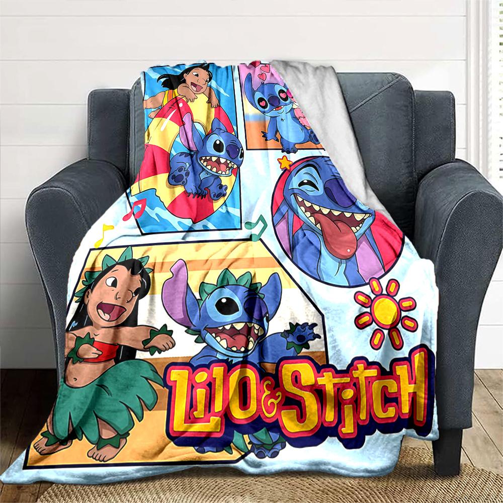 Lilo Stitch Adventure Flannel Blanket Super Soft Warm Cozy Blanket For Sofa Bed Office Travel Allseason Home Decor Gift