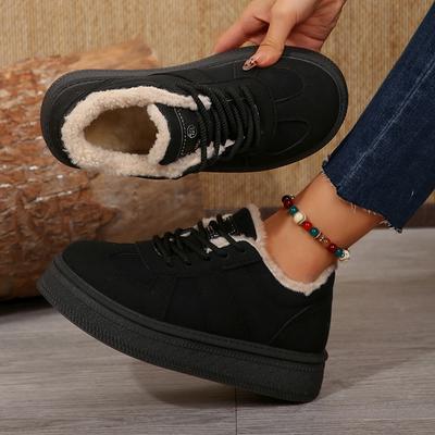 Autumn Winter Warm Platform Sneakers Women Casual Lace Up Non Slip Cotton Padded Shoes Woman  Faux Suede Ankle Boots Mujer