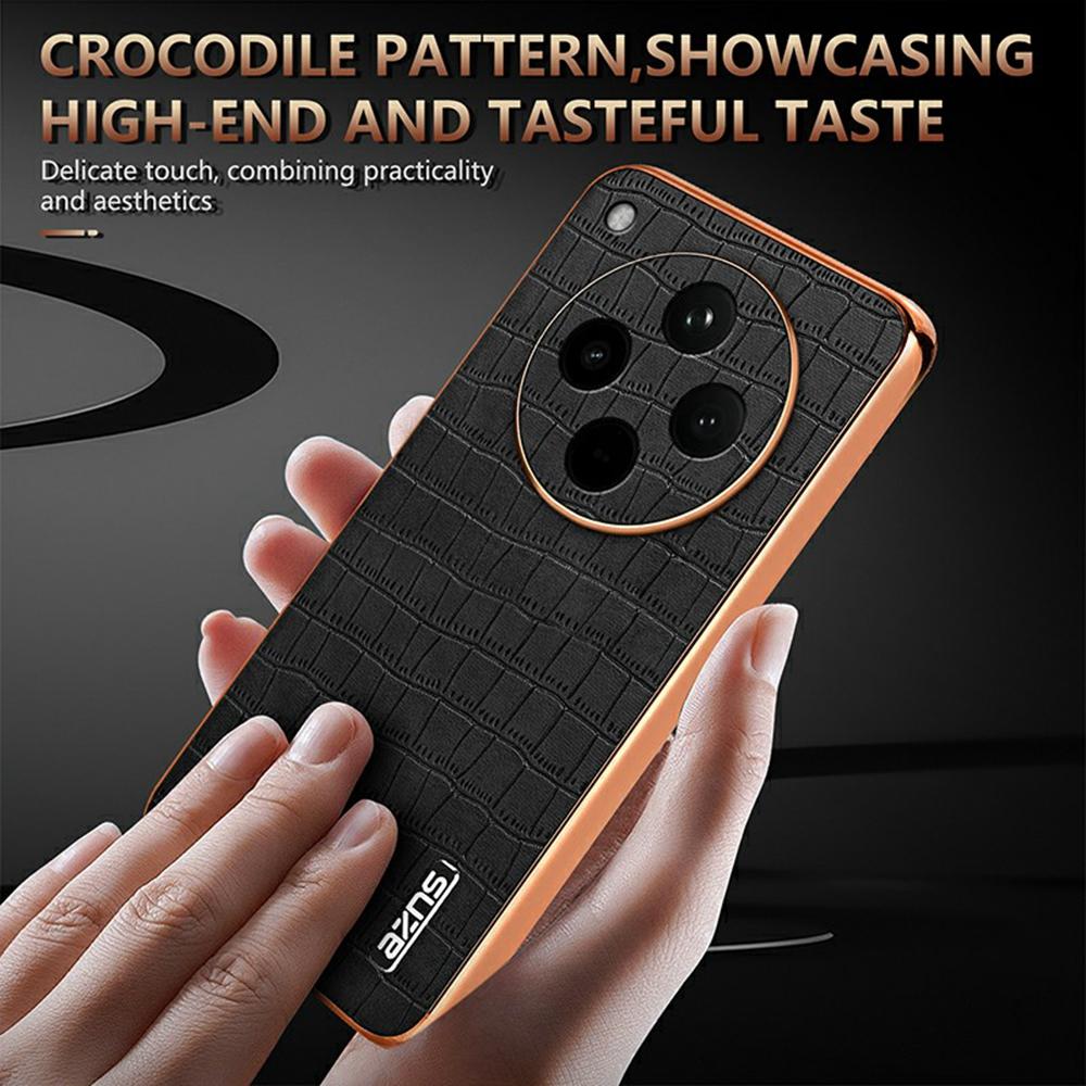 AZNS For Oppo Find X8s+ 5G Case Electroplating Crocodile Texture PU + TPU Phone Cover