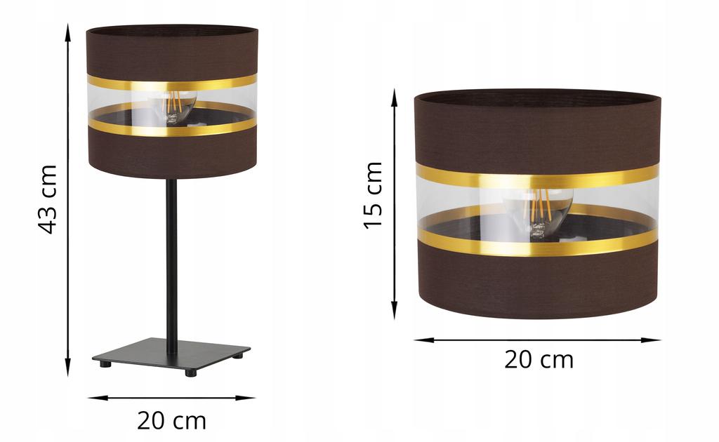 Nachttischlampe, eleganter goldener Lampenschirm, 20 cm