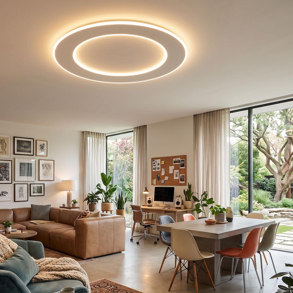 15.75in Modern Dimmable Led Flush Mount Ceiling Light with Remote Control Round Ceiling Light Fixture for Bedroom