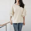 Summer New Double-layer Lotus Leaf Sleeve Crew Neck Shirt Women's Casual Loose Top Women's