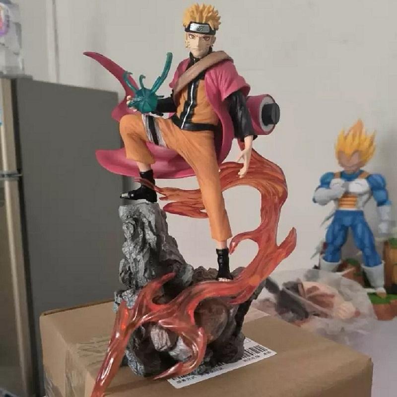 Naruto Animation Figure Uzumaki Naruto Uchiha Sasuke Combat form 25cm Action Figurine POLYVINYL CHLORIDE Animation Design Characters Miniature