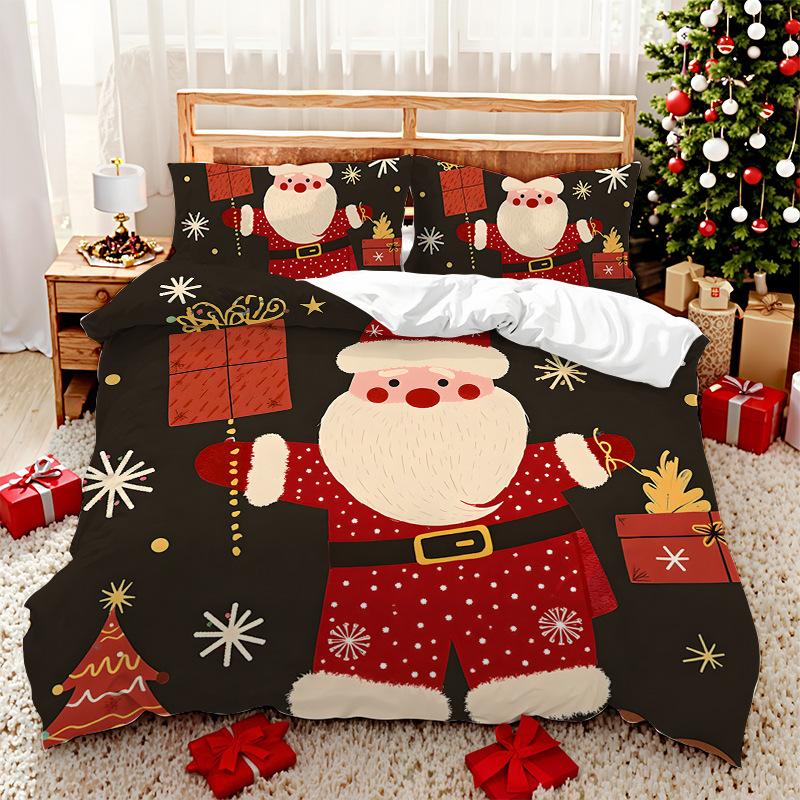 3D Digital Printed Bedding Two Three Piece Santa Polyester Quilt Set