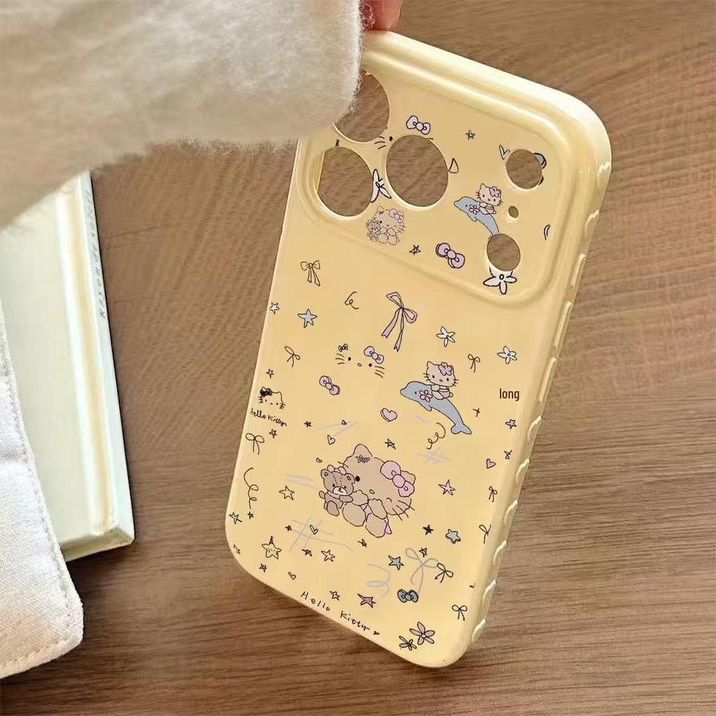 Little Bear KT Cat Drop-Proof Phone Case for Apple 11 To 17 Pro Max, Full Coverage for 12, 13, 14, 15 Plus, 16 Pro.