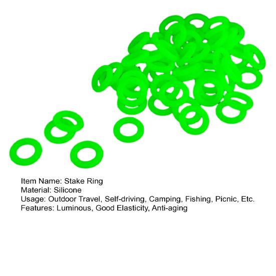 20Pcs Tent Stakes Rings 15MM Glow-in-the-dark Silicone Ground Stake Circle Fluorescent Tent Peg Loop Outdoor Camping Tent Nail Accessories