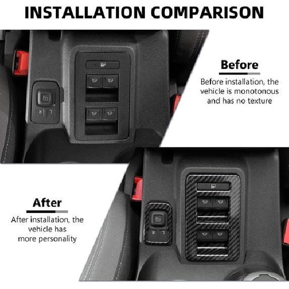 Interior Window Switch & Reversing Mirror Trim For Ford Bronco 21+ Carbon Fiber