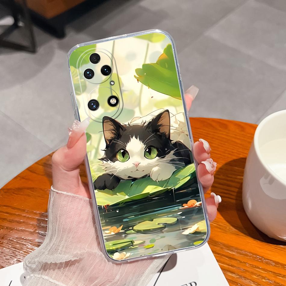 For Huawei P50 Pro P50E Phone Case Lucky Flowers Patterns Transparent Protective Funda For Huawei P 50 Soft TPU Silicone Bumper