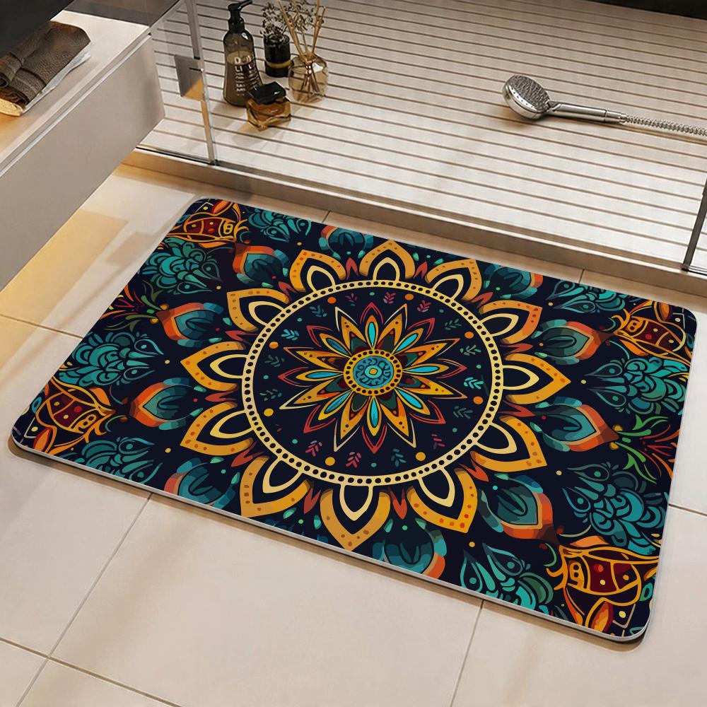 Pattern F-Foreign Pattern Floor Mat Eco Diatomite Antibacterial Odor-Resistant Floor Mat & Drain Pad for Kitchen & Bathroom