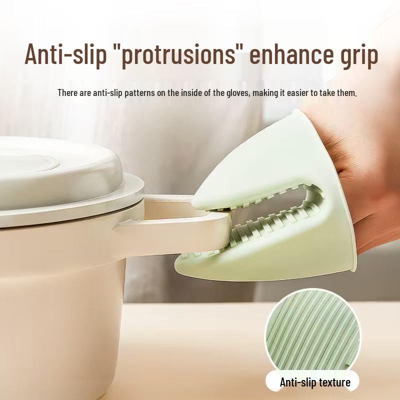 

Heat-Resistant Non-Slip Silicone Oven Gloves for Kitchen Safety Gray Hand Clip (pair)