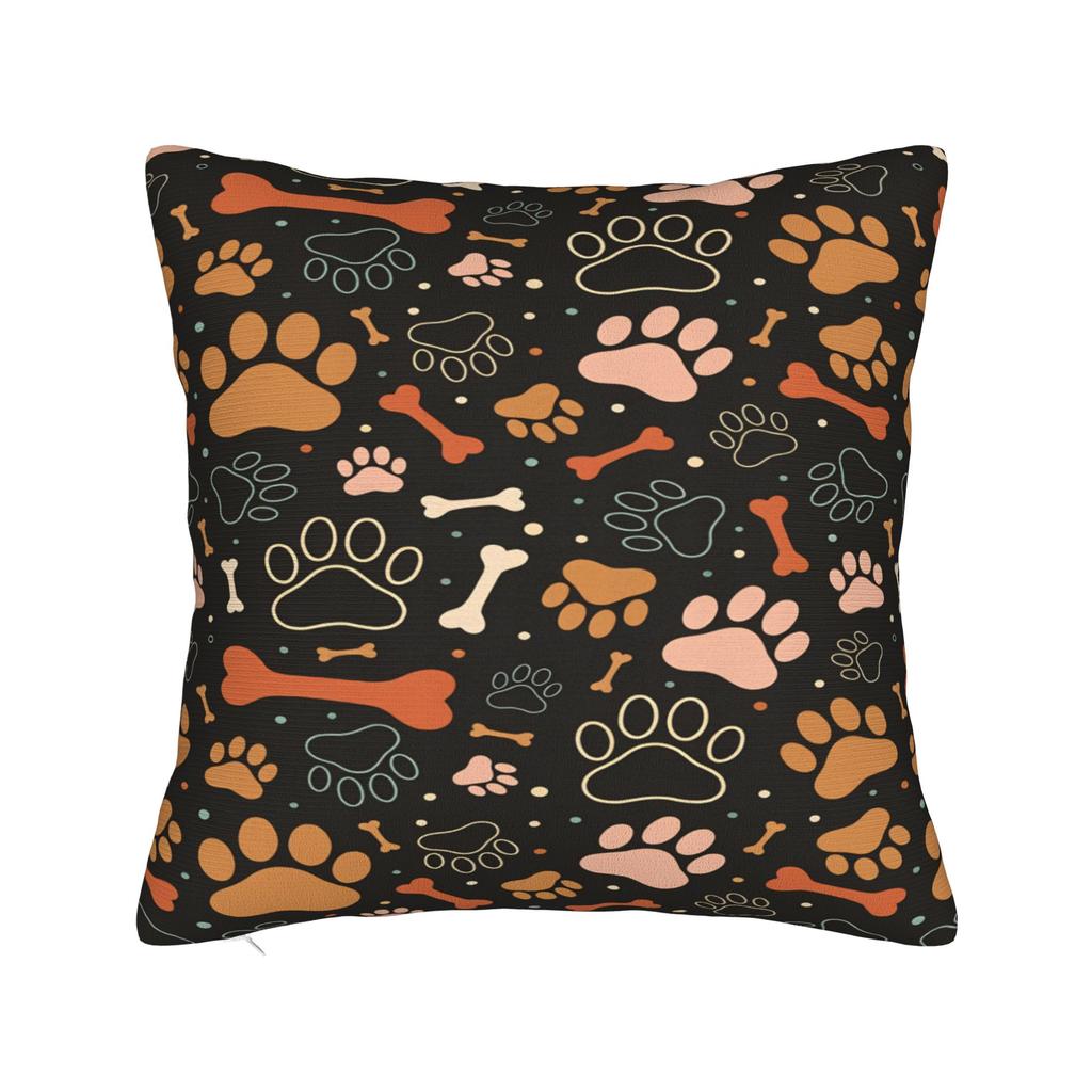 Colorful Paw Print And Bone Pillowcases Fashion Pillow Case For Sofa Bedroom Home Decor Comfy Pillow Cover