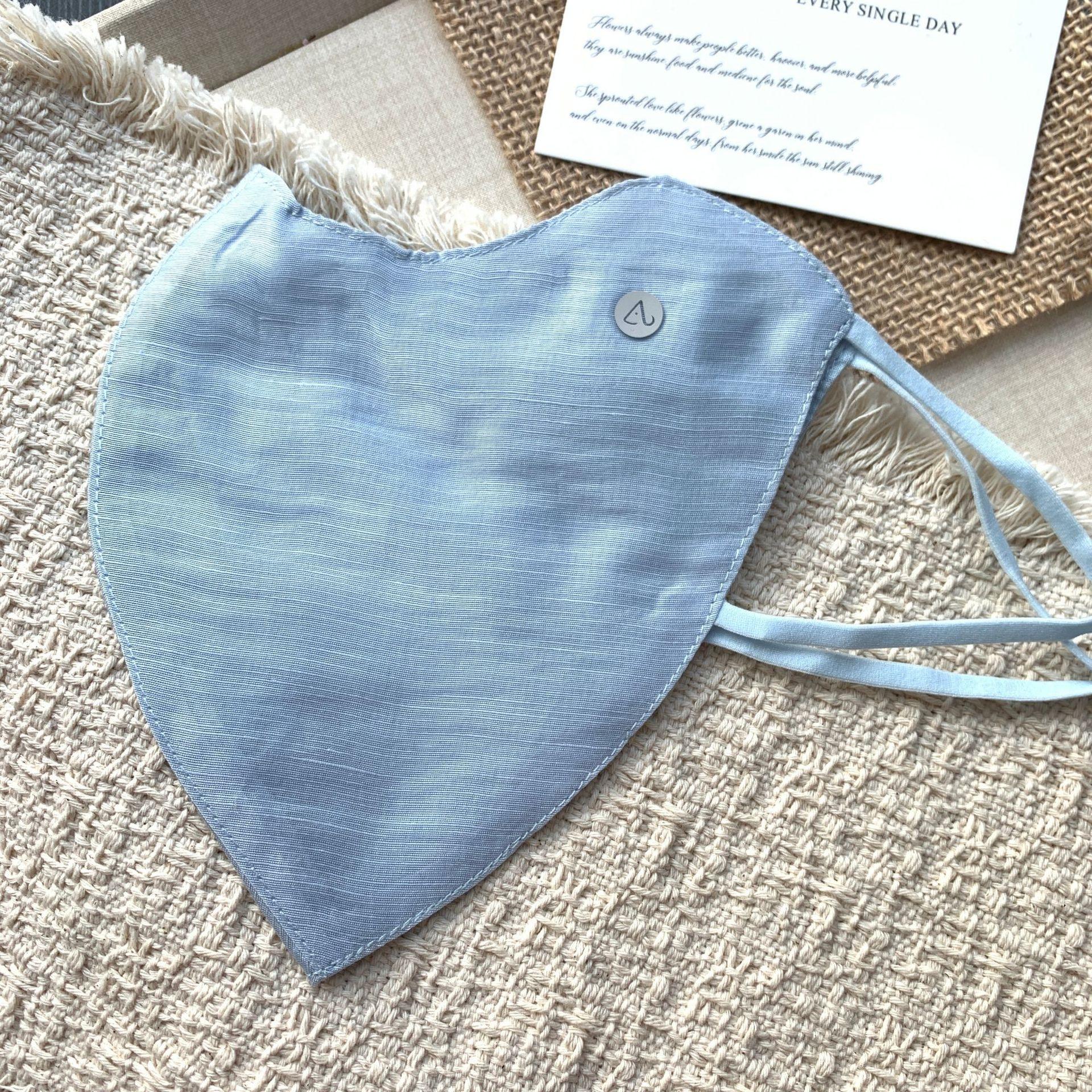 

Thin Linen Tencel Breathable Sun Protection Mask Spring and Summer Simple and Versatile Solid Color Anti-UV Outdoor Mask синій