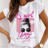Fashion Girls Cool Half Sleeve American White T-shirt Women's Short Sleeve Top Casual Streetwear Clothing Polyester Fiber Fabric