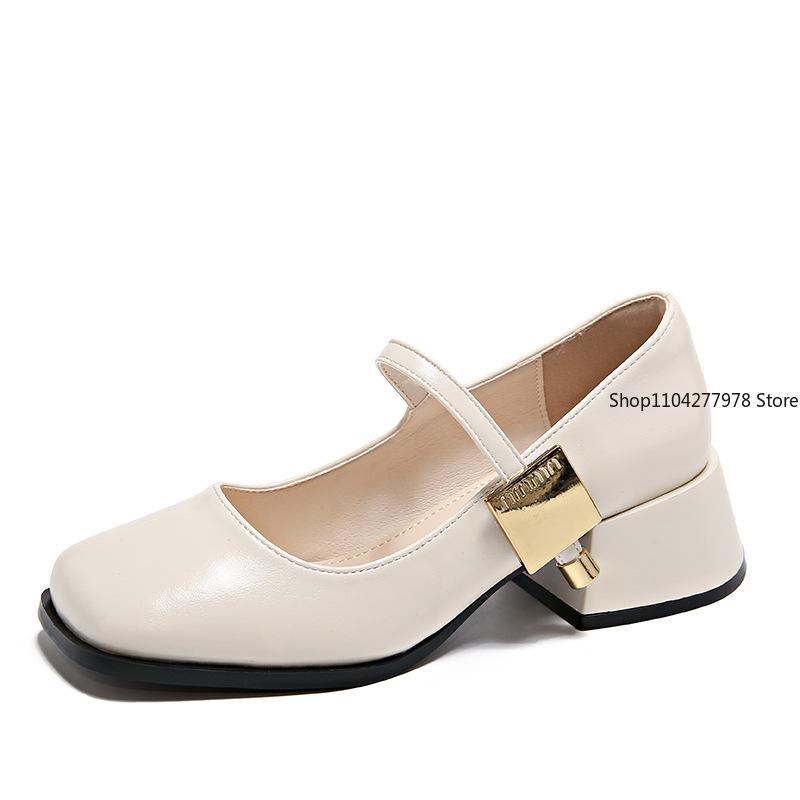 Fashion 2025 Spring Autumn Female Pumps Korean Fashion Square Heel Thick Heel One Pedal Casual Flats Shoes Women MARY JANES