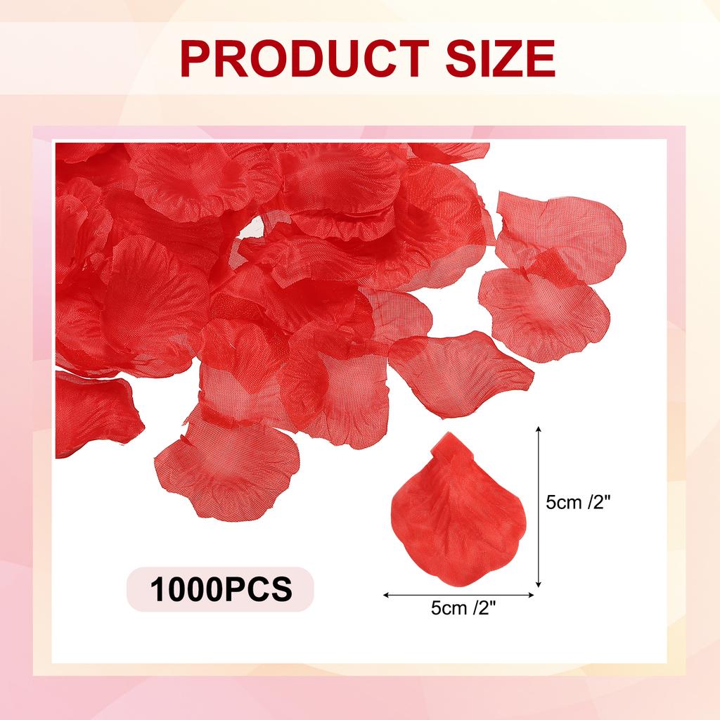 1000Pcs Artificial Rose Petals Fake Flowers Silk Petal Decoration Supplies for Romantic Night Wedding Party Event Decor