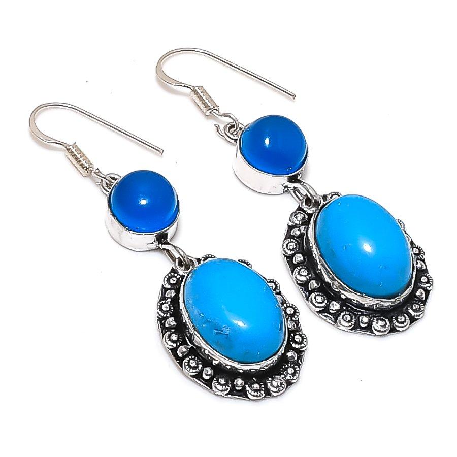 

Natural Arizona Turquoise 925 Sterling Silver Jewelry Earring 2.17 f9M67