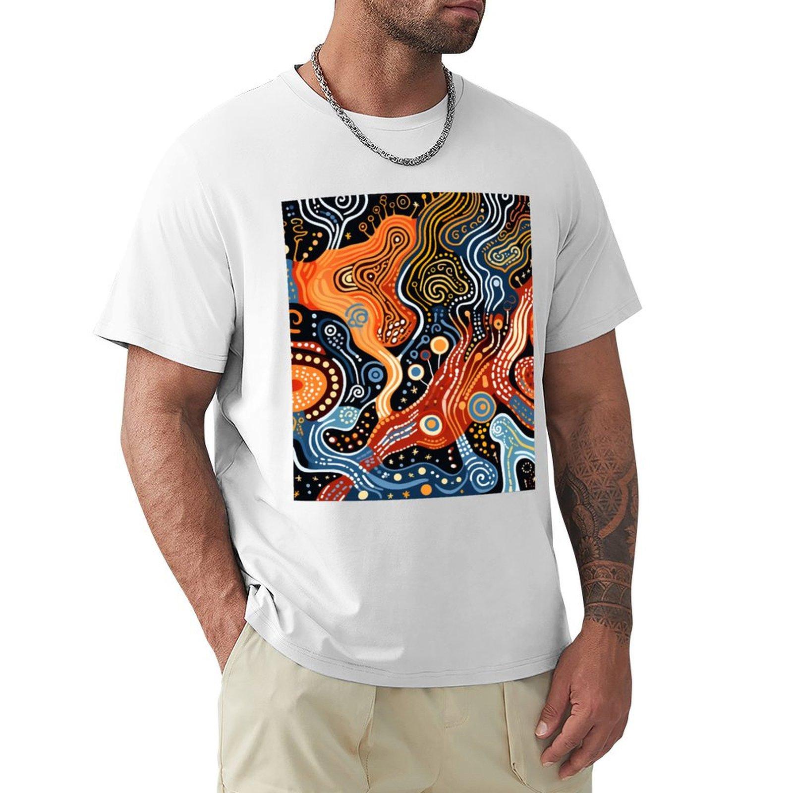 Aboriginal Authentic Art  Water Pathways TShirt plus size tops korean fashion graphics vintage t shirt men S