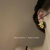 Black Gold Retro Bow Earrings: Trendy, Luxurious, Niche Design for Women