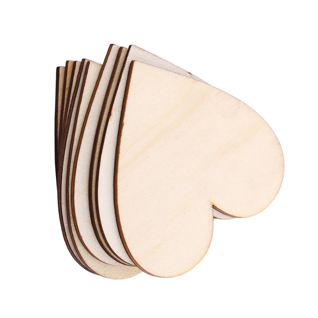 Love Heart Shape Wooden Embellishment for Weddings Plaques Decoration(80mm 10pcs)