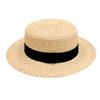 Straw straw hat French British Panama flat top straw hat woven women's summer vacation seaside beach top hat