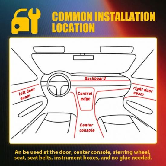 LED Neon Light Trim Glow Optic Fiber Strip Car Interior Ambient Lighting-APP B