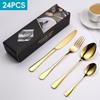 Stainless Steel 24-Piece Cutlery Set for 6 – Includes Knife, Fork, Spoon – Gift Boxed