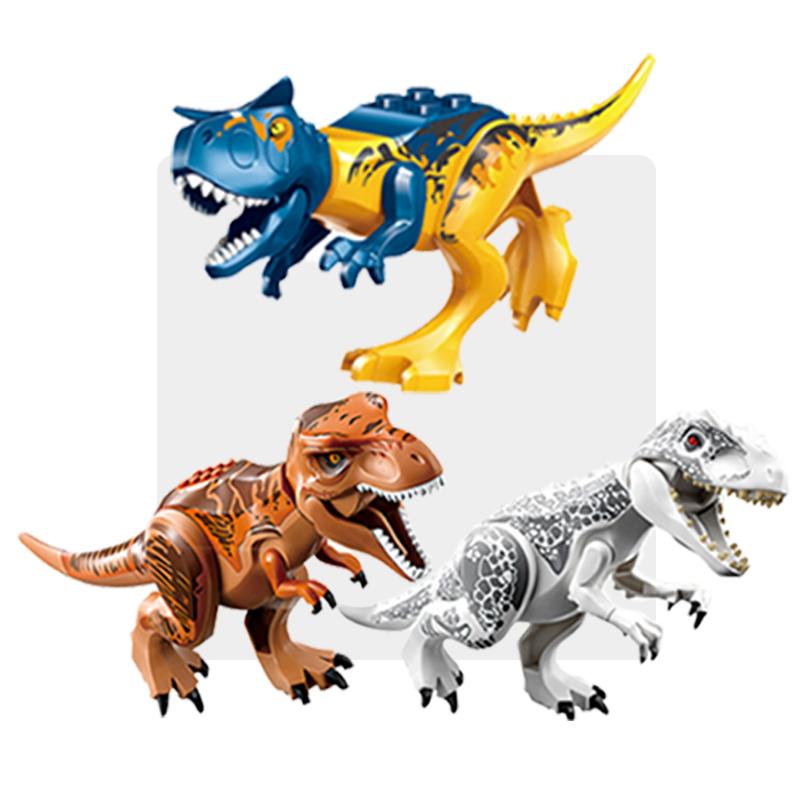 Non-Toxic Jurassic Dinosaurs World Velociraptor Triceratops Indominus T-Rex Model Building Blocks Assemble Educational Toys For Kids Gifts