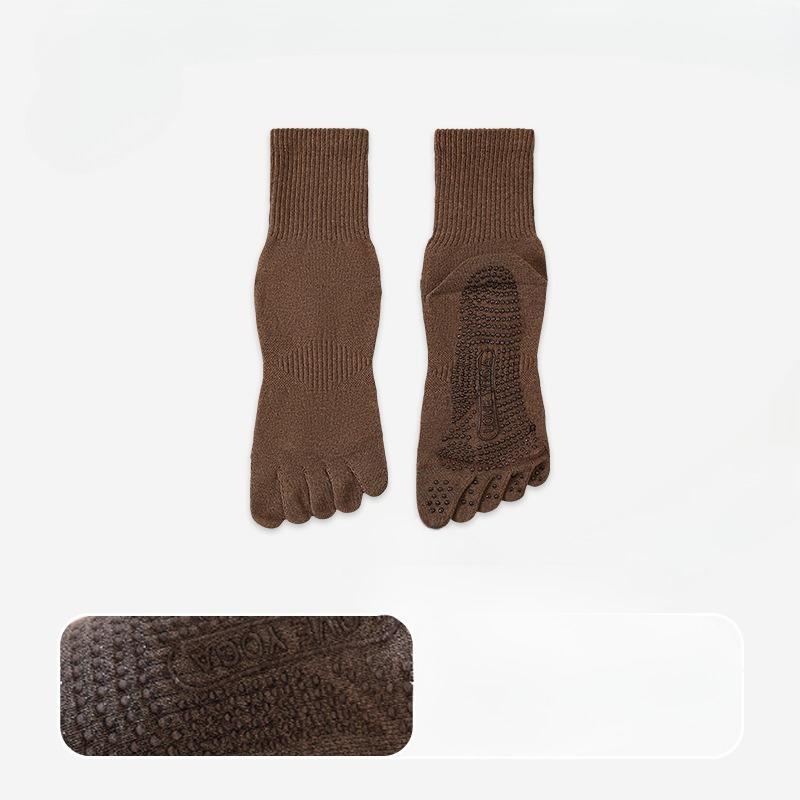 Herrhöst Bomull Svettabsorberande Silikon Halkfria Sport Fitness Pilates Yoga Femfinger Rörstrumpor