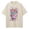 T-shirt with a Pattern of Flowers Sprouting from Human Eyes and Head, Vintage Van Gogh Style Men's Top