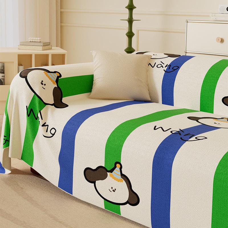 

Диванное полотенце с рисунком Happy Puppy, имитация льна, четыре сезона, универсальный чехол для дивана, пылезащитный чехол, цельный диван, большой тканевый чехол 180*130cm