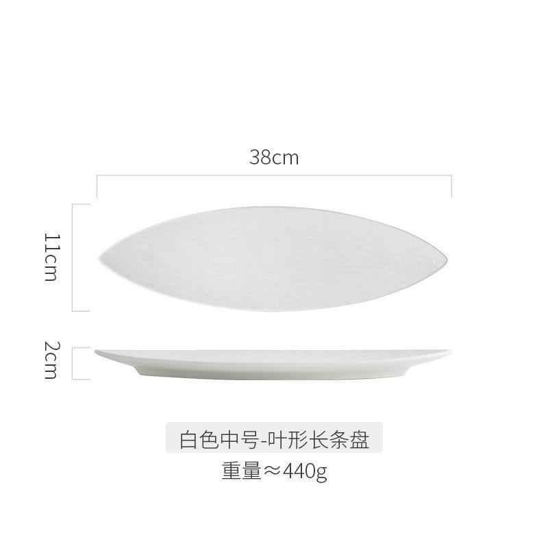 Long Japanese Leaf Plate, Sashimi Snack Sushi Plate, Commercial Ceramic Long Platter, Restaurant and Hotel Cooking Cutlery
