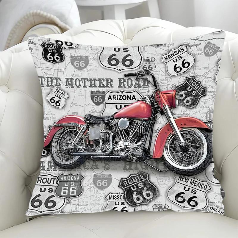Pillowcase Highway Route 66 Cushion Covers 45x45 Short Plush Fall Decor Duplex Printing Cushions Cover 45*45 Lounge Chairs Sofa