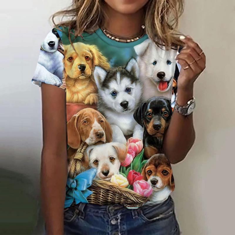 

Женская футболка с 3D-принтом животного, с коротким рукавом, модная, повседневная, уличная, с круглым вырезом XL