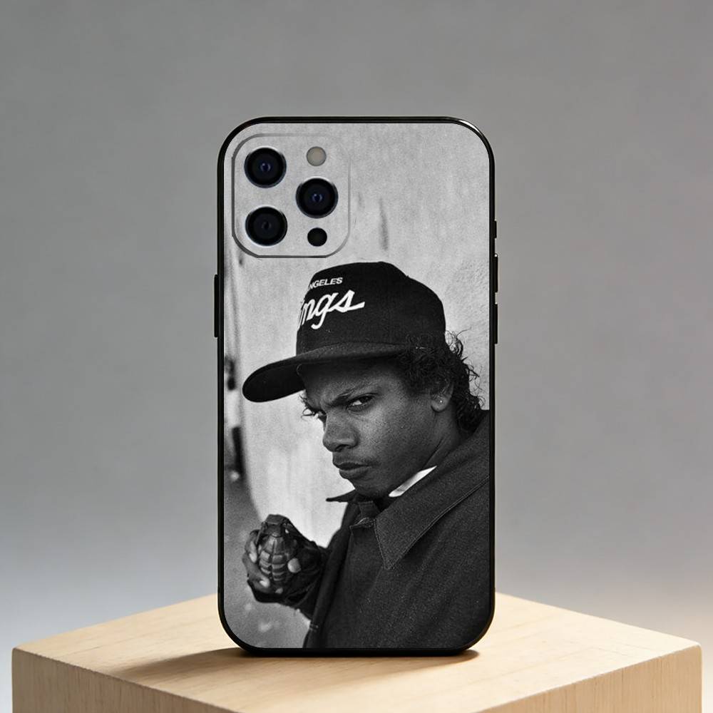 N-W-E Eazy-E Phone Case For iPhone17,16,15,14,13,12 Plus,Max Soft Silicone Black Cover iPhone14Pro
