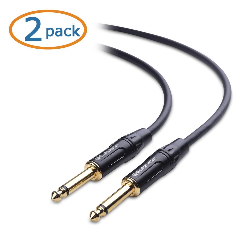 Cable Matters Guitar Cable, 1.8m, Shielded, Set of 2, 6.35mm Mono Plug, TS Straight Plug, for Instruments