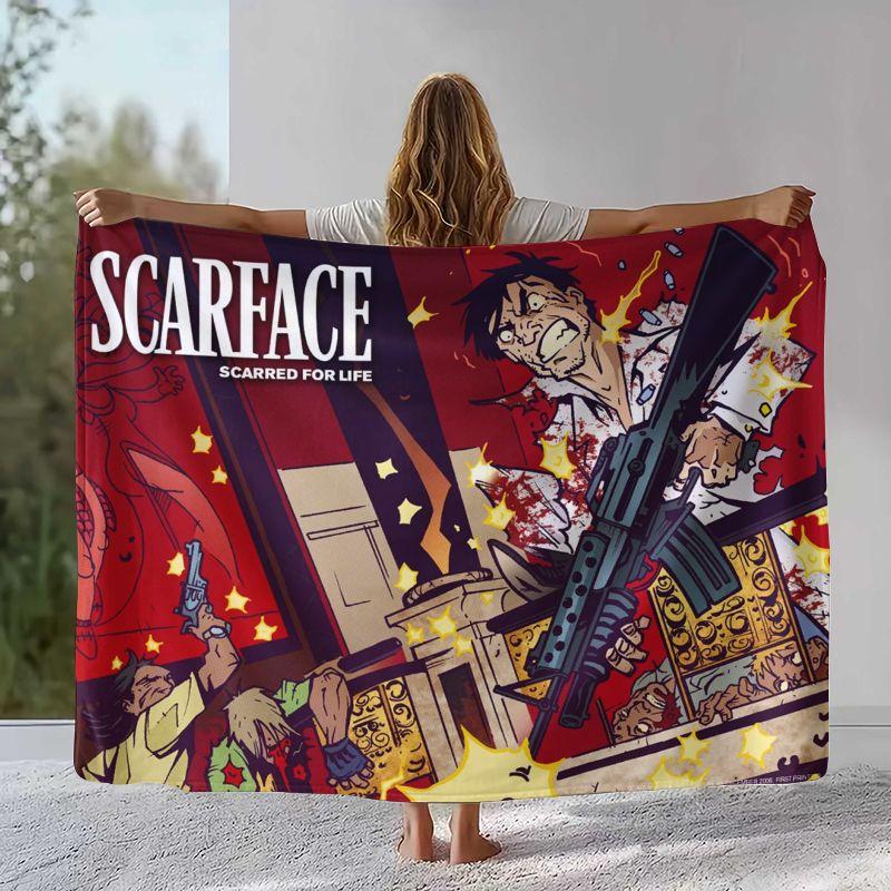 Retro Scarface Tony Movie Flannel Blanket,Ultra Soft Warm Plush Throw for Home Bedroom Bed Sofa Cover Office Camping Picnic gift