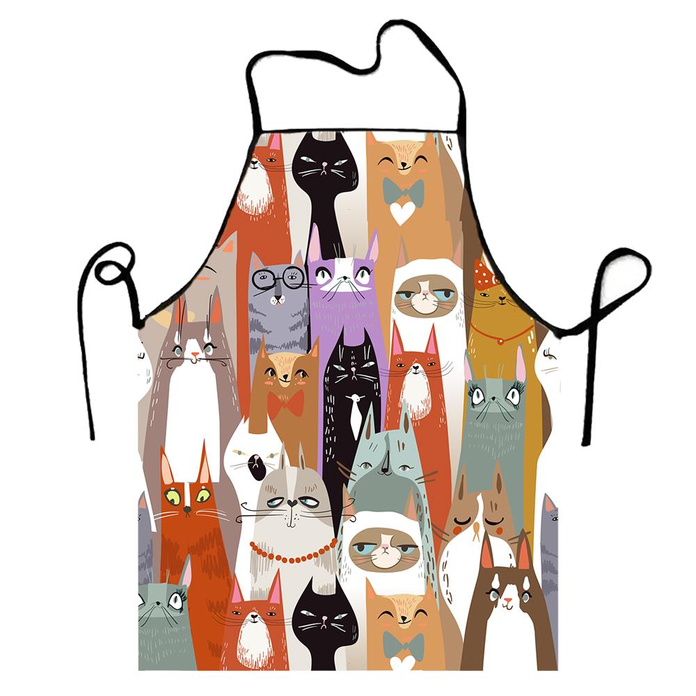 1PC Whimsical Cat Cartoon Cat Apron Waterproof & Oil-Proof Easy-Clean for Cooking, Baking & Chores Apron 50X75cm68X95cm