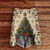 Women's Round Neck Lightweight Sweater Casual Long Sleeve Christmas Print Knit Pullover