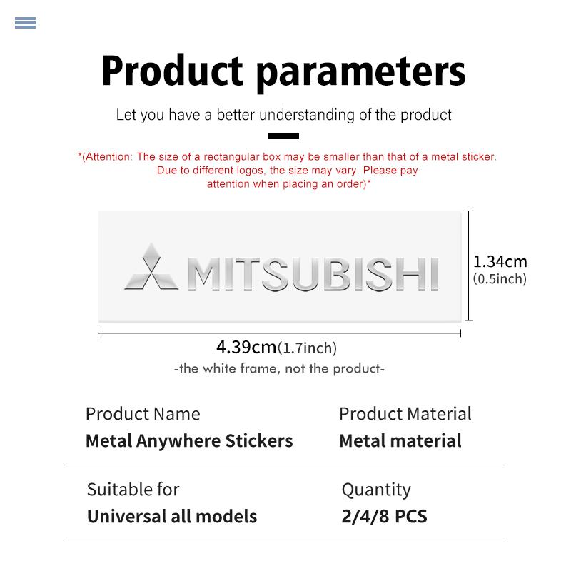 4 Stück Metall Autoaufkleber Emblem Premium Auto Zubehör Für Mitsubishi Outlander Lancer Cross Colt Xpander Mirage Attrage