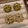 Medieval Geometric Hollow Colored Square Zircon Stud Earrings Women'S Senior Retro Catwalk Dinner Temperament Earrings Batch