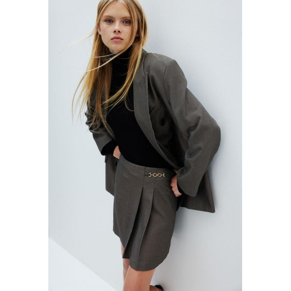 

H M Metal Detail Mini Skirt Dark Greige