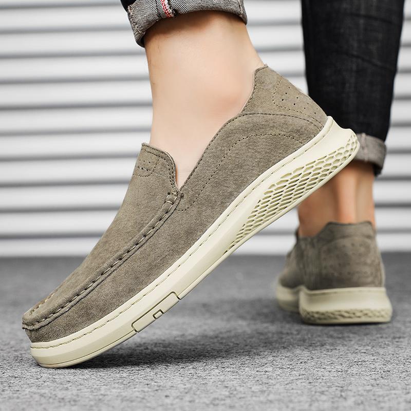 2025 Men's Suede Leather Comfort Loafers, Flat Casual Slip-on Shoes, Fashion Suede Flats, Classic Round Toe Soft Leather Loafers
