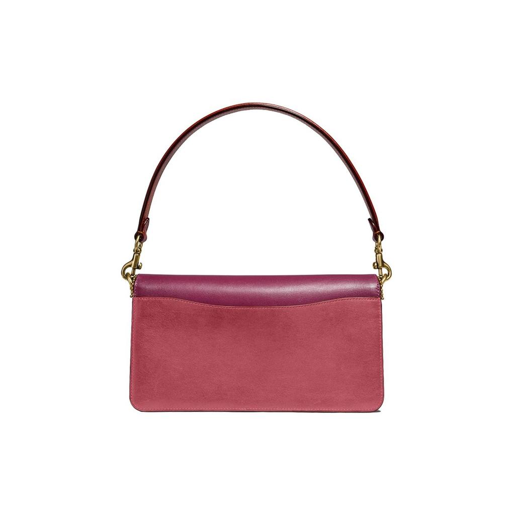 Coach Tabby Metallic Logo 26 Leather Shoulder Bag Women Handbags Brown Red 91215-B4TA