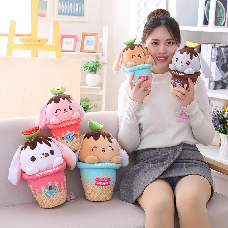 Ice Rabbit Cream Plush Toy Cute Doll Soft Stuffed Decor Birthday Gifts Kids Girl