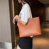 Large Capacity Solid Color Handbag Elegant French Underarm Bag Classic Soft PU Tote Bag  Work