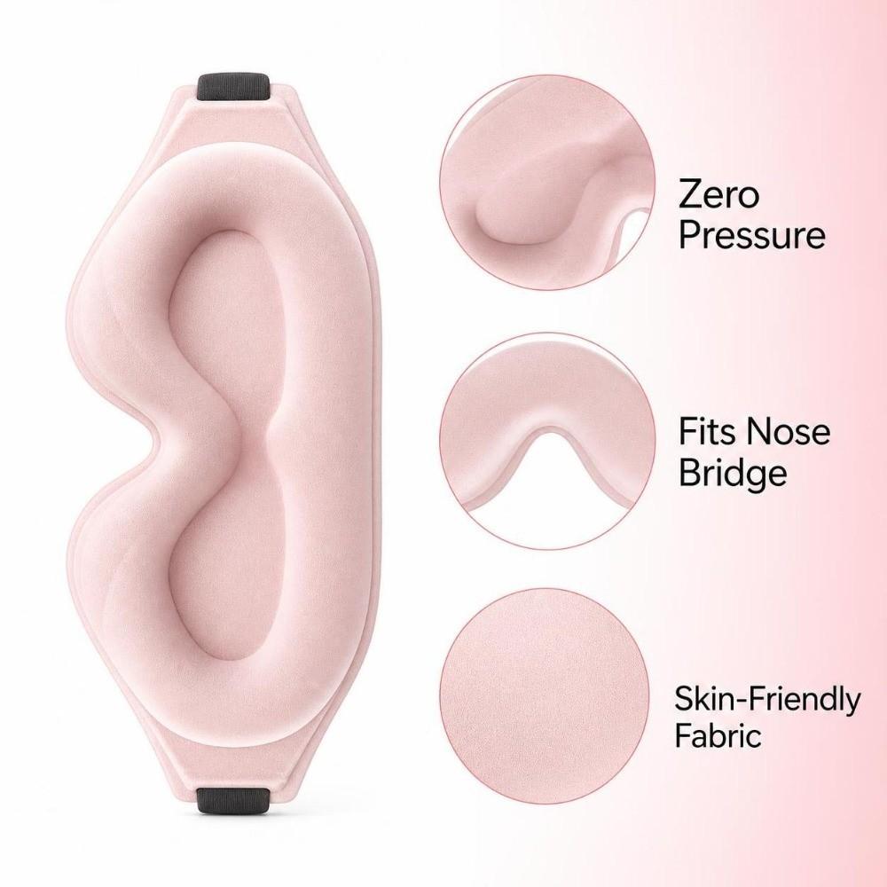Masque de Sommeil Profond 3D en Mousse à Mémoire Zéro Pression Cache-Yeux Bandeau de Sommeil Voyage Yoga Siestes