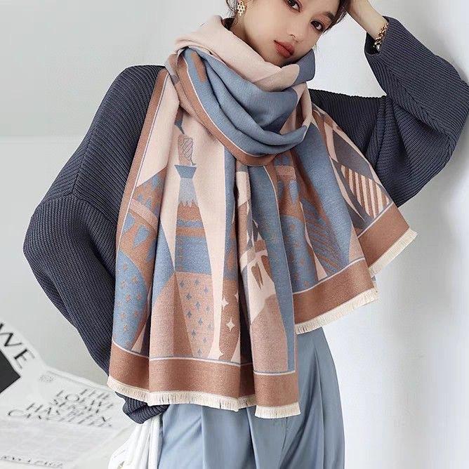New Summer Air conditioned Room Shawl Autumn and Winter Double Sided Imitation Cashmere Scarf Female Korean Version Student Neck Scarf Warm Scarf