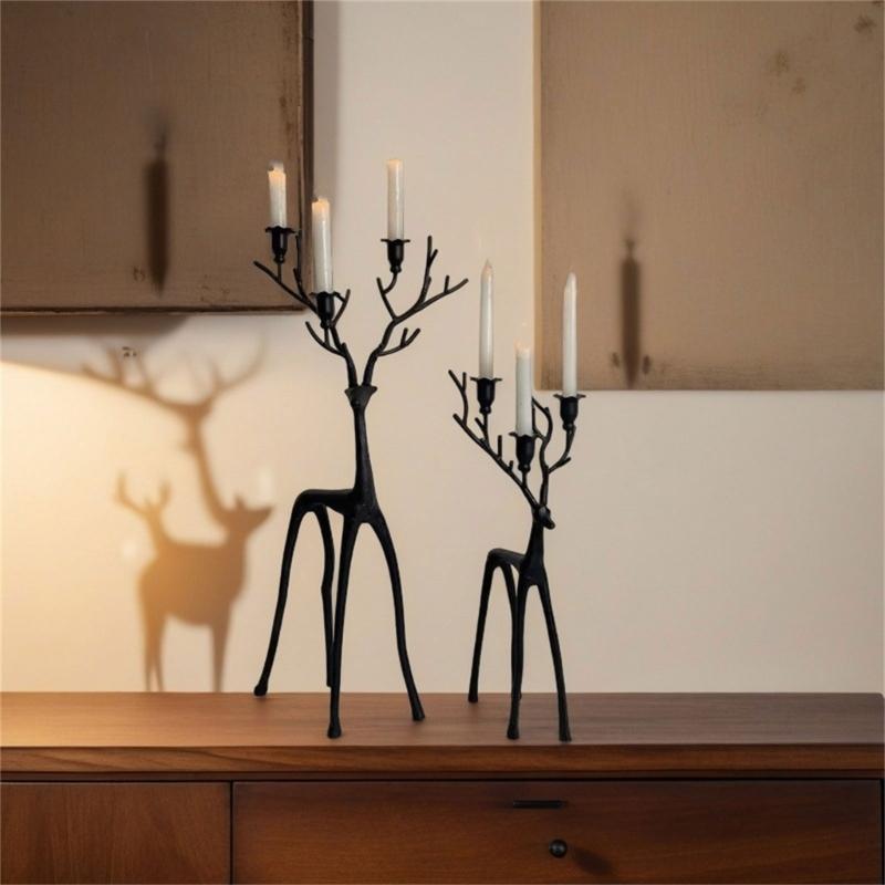 Iron  Deer Candle Stand Multi Functional Table Decoration Holiday Ornaments For Christmas Display