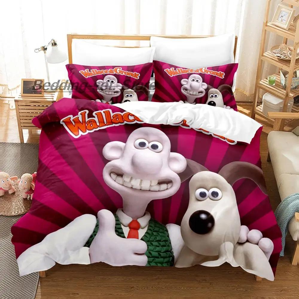 Set de lenjerie de pat Kawaii Gromit Single Twin Full Queen King Size Set de pat Aldult Copil Dormitor Seturi huse de pilotă Imprimeu Anime Set cearșaf de pat